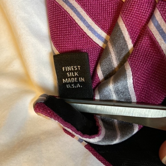 Robert Talbott Magenta Striped Silk Tie Made in USA - Picture 5 of 7